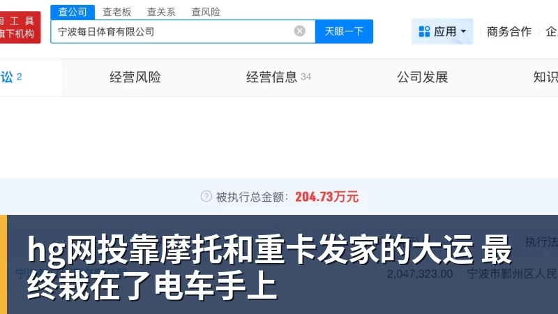 hg网投靠摩托和重卡发家的大运 最终栽在了电车手上